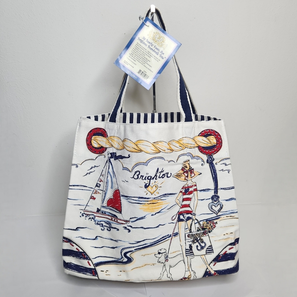 Brighton NWT Boardwalk Beach Tote Bag Canvas Sail Boat Anchor Starfish Nautical